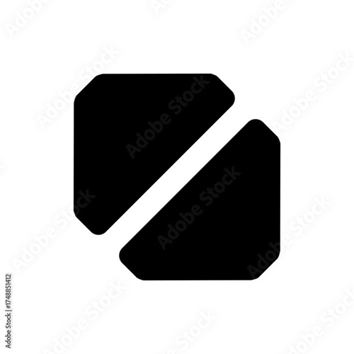 Abstract Geometric Split Square Design on White