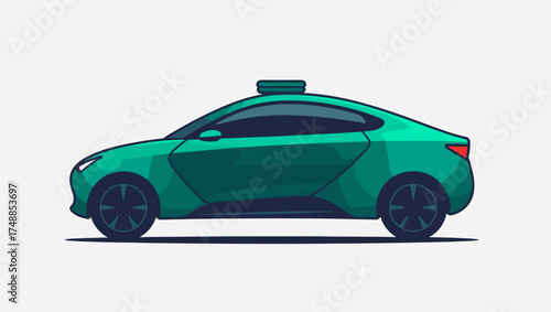 icon of futuristic autonomous car with ai manage