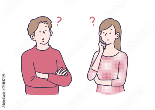 悩む男女のイラスト