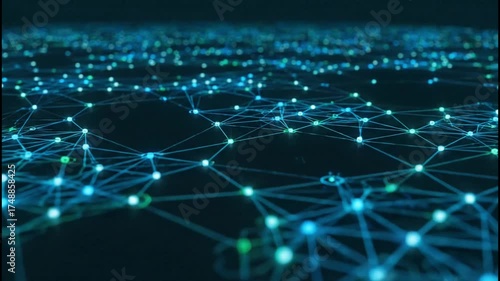 Digital mesh with glowing connections