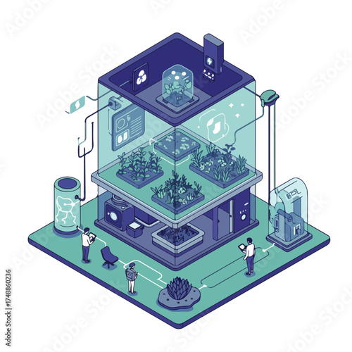 Dynamic Digital Transformation Vector Illustration: Connecting Data & Future Business Growth