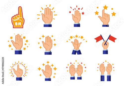 Vector Illustrations of Hands with Different Gestures and Styles on White Background
