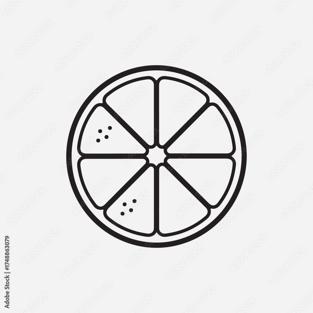 Obraz premium Citrus Delight: A simplistic illustration captures the essence of a juicy citrus fruit slice, perfect for conveying freshness and vibrancy.