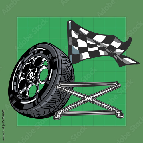 tire and hydraulic jack black...