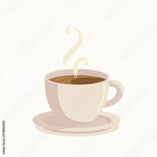 Steaming cup of coffee on a saucer offering a warm and comforting beverage moment today