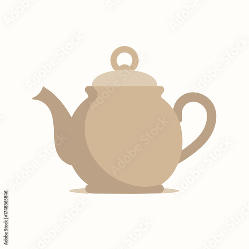 Simple flat vector illustration of a beige teapot on a white background for tea time