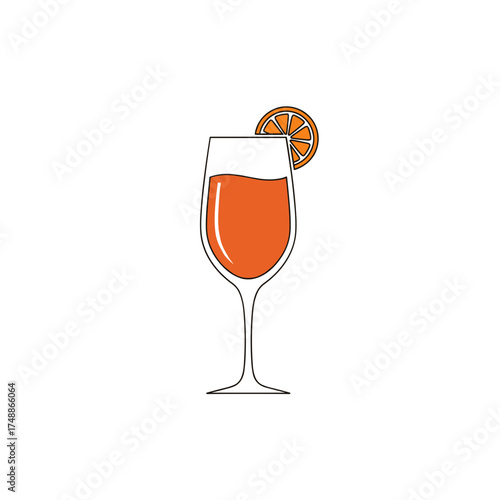 Refreshing aperol spritz cocktail illustration with orange slice on a clean