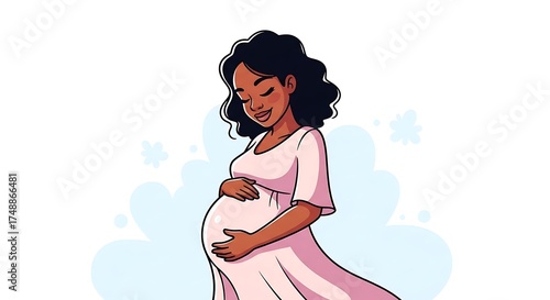 Serene Expectation - A Pregnant Womans Gentle Embrace.