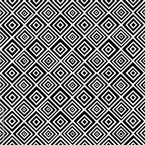 Black and white concentric diamond pattern creates an optical illusion effect that is visually striking