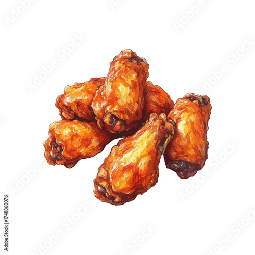 spicy chicken wings hand drawn illustration
