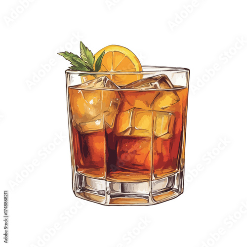 whiskey sour hand drawn illustration