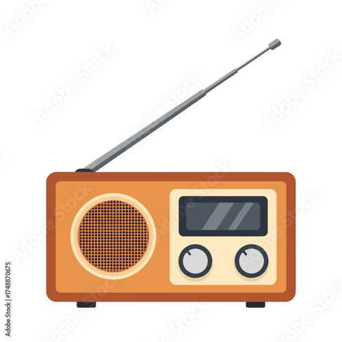 Retro vintage radio with antenna