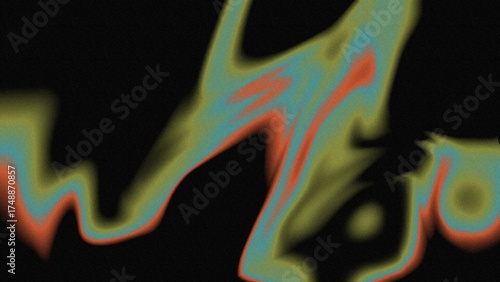 Liquid pattern on black background retro colors grainy noise blue effect