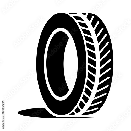 Tire leaning upright with shadow icon with transparent background
