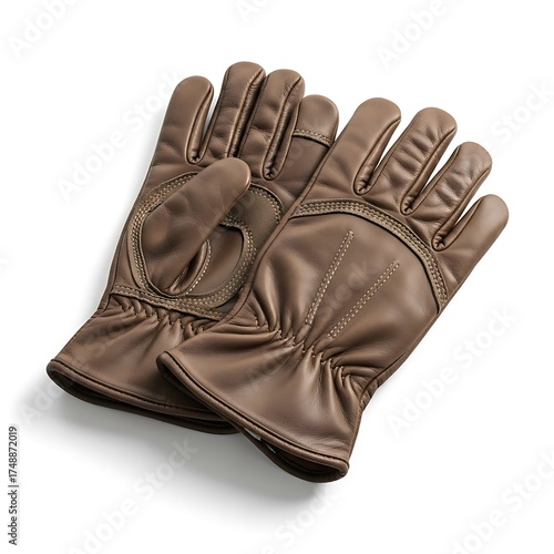 Brown Leather Gloves - Durable Hand Protection for Work and Outdoor Activities.