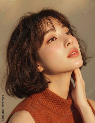 Korean Female Beauty Model with Autumn Mood (AI Generated)
