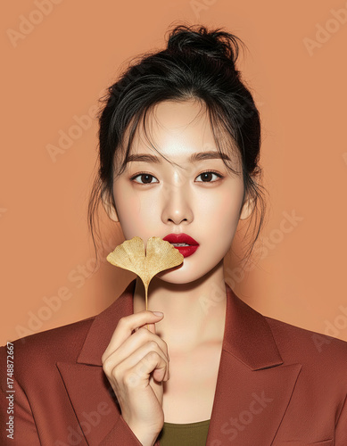 Korean Female Beauty Model with Autumn Mood (AI Generated)