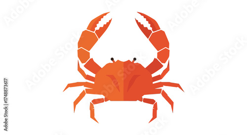 A stylized orange crab with its claws raised in a defensive or aggressive posture.