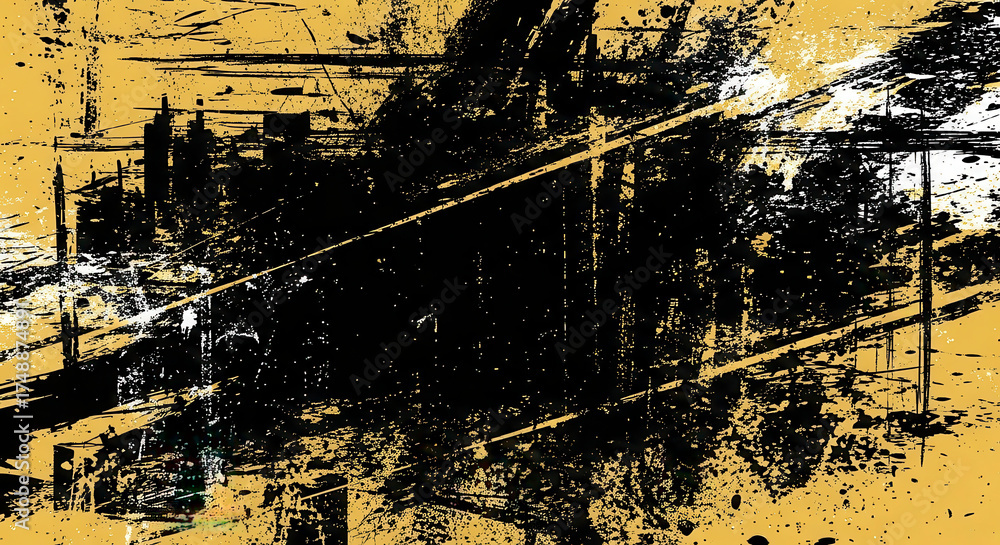 Obraz premium Abstract Grunge Texture With Black Ink Splatter Overlay
