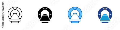 MRI Scanner Multiple Style Icon Design Vector - MRI machine illustration representing diagnostic imaging, radiology, and medical technology
