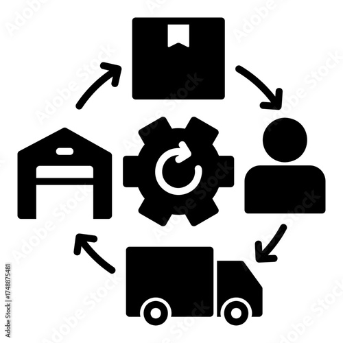 Raw material and product supply chain management icon