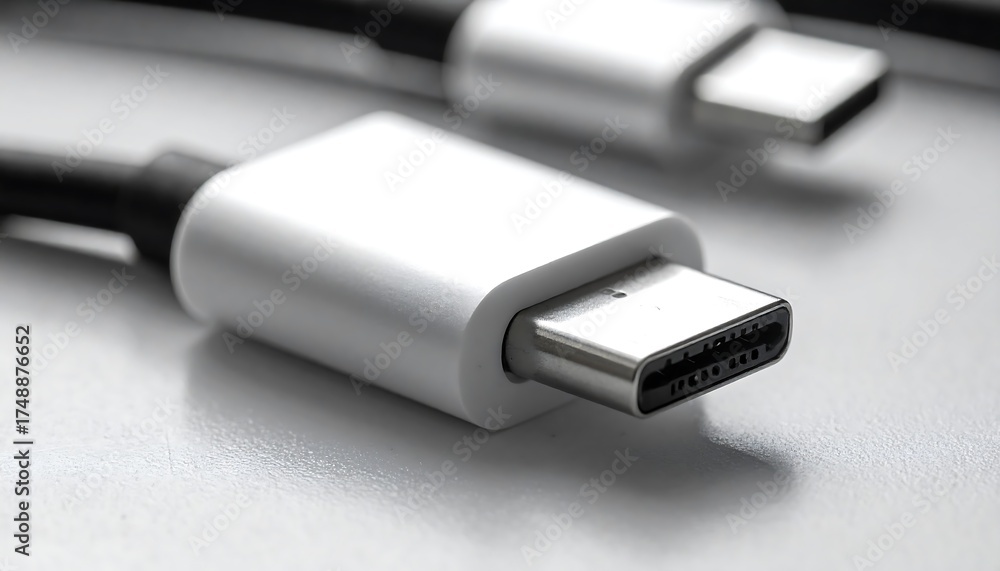 Fototapeta premium Closeup of Two USB-C Cables.