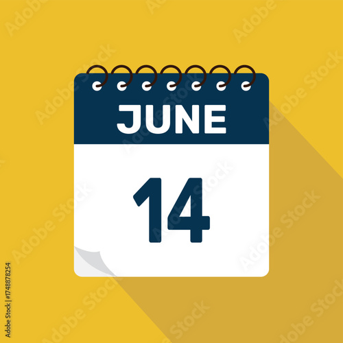 june 14 calendar icon vector illustration with design