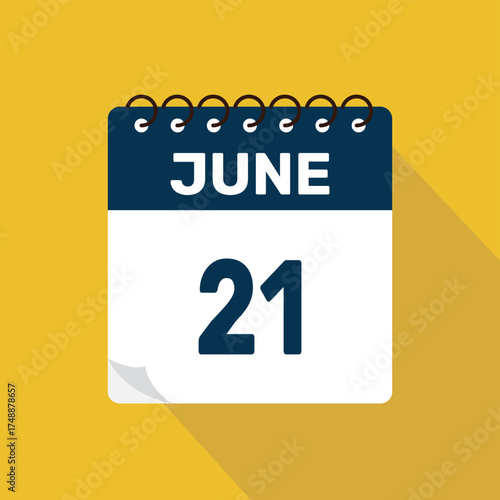 june 21 calendar icon vector illustration with design