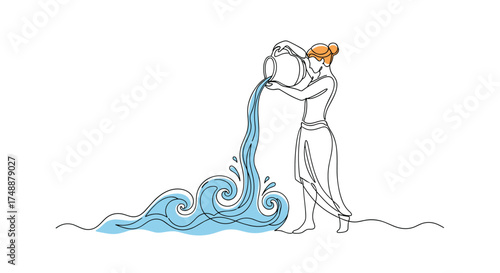 The aquarius zodiac sign symbol is a person pouring water from a jug, representing the water bearer in astrology.