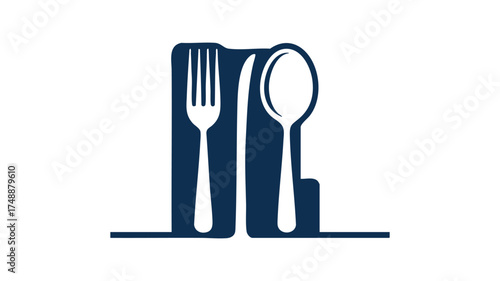 Modern minimalist silverware logo design featuring fork knife and spoon for culinary businesses
