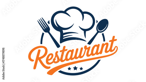 Chef hat spoon fork restaurant logo design for culinary businesses and food establishments