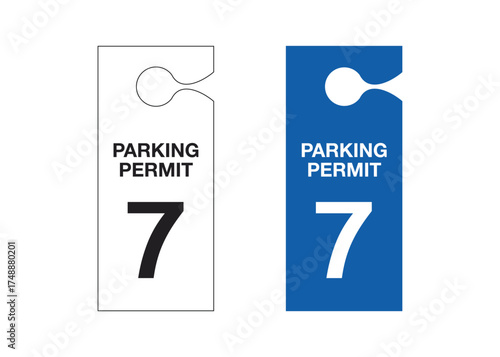 Parking Permit Car Mirror Hanger Template, customizable vehicle pass for reserved parking, events, offices, hotels, apartments, and businesses. Printable, editable, professional design.