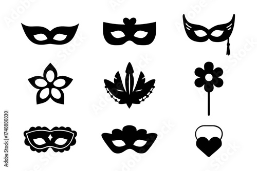 Set of carnival masks and accessories