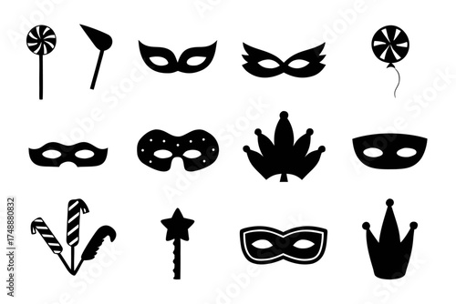 Set of carnival masks and accessories