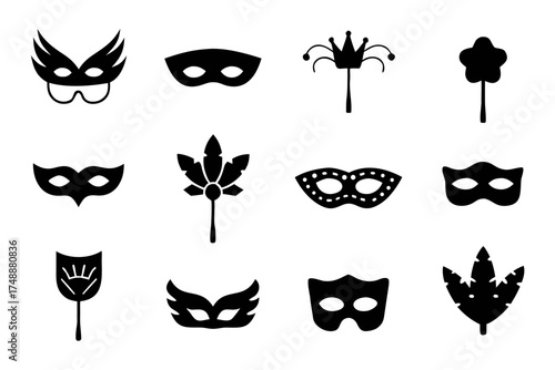 Collection of carnival masks for party decoration