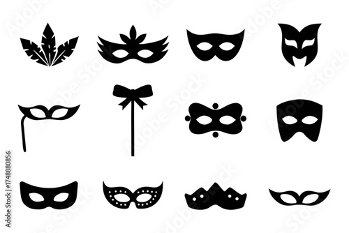 Collection of different carnival masks for design