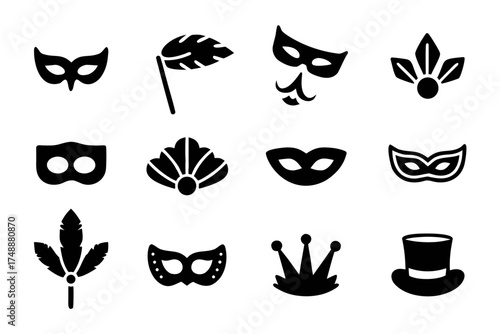 Collection of carnival masks and party accessories