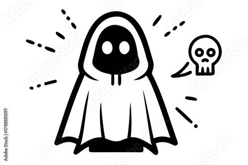 Spooky ghost with skull