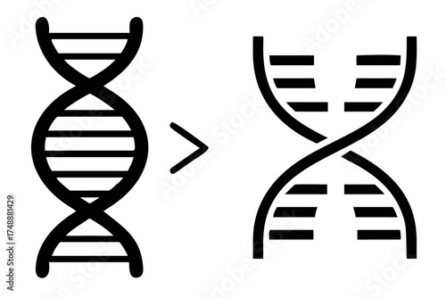 Dna mutation concept, normal to mutated dna