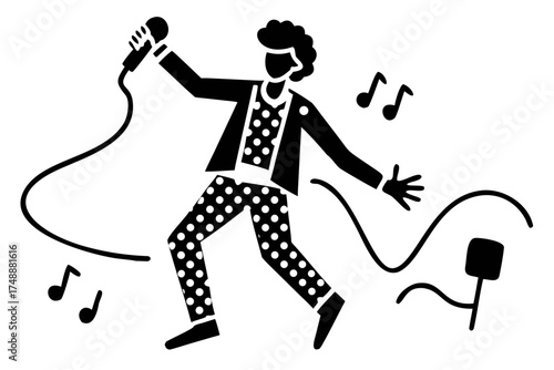 Energetic singer performing on stage