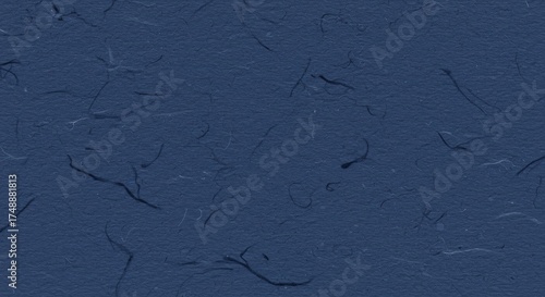 Deep Navy Blue Washi Paper Texture Background, Traditional Japanese Decorative Design, High Resolution