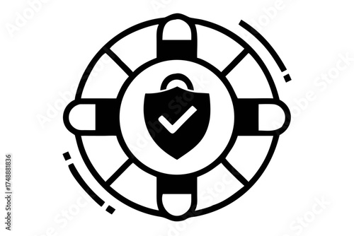 Lifebuoy with shield and checkmark icon