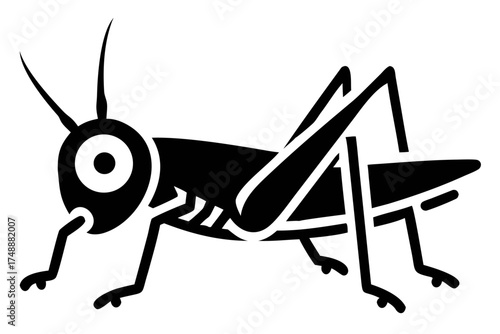 Silhouette of a grasshopper, a simple vector art
