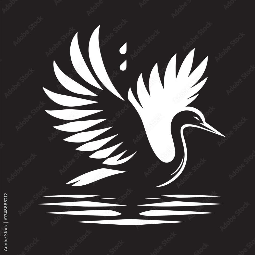 Fototapeta premium black and white stork logo vector