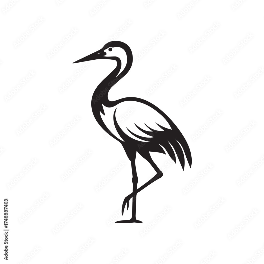 Obraz premium black and white stork logo vector