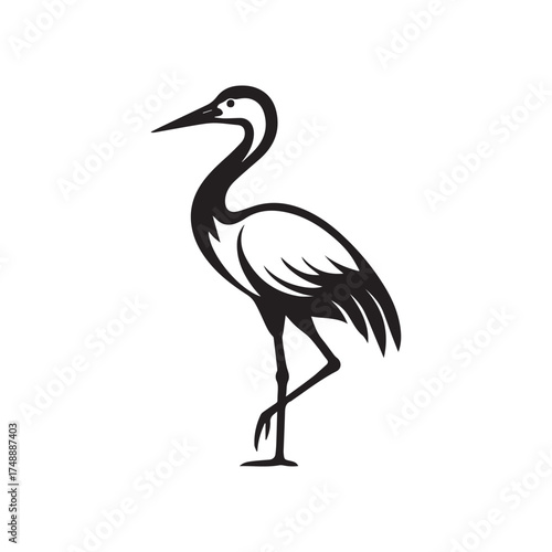 black and white stork logo vector