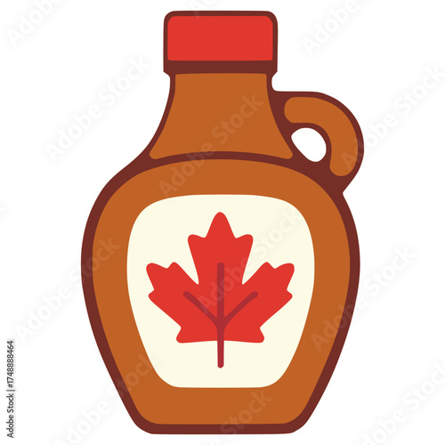 maple syrup inside bottle flat color vector illustration template design