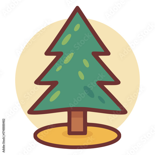 fir tree nature plant flat color vector illustration template design