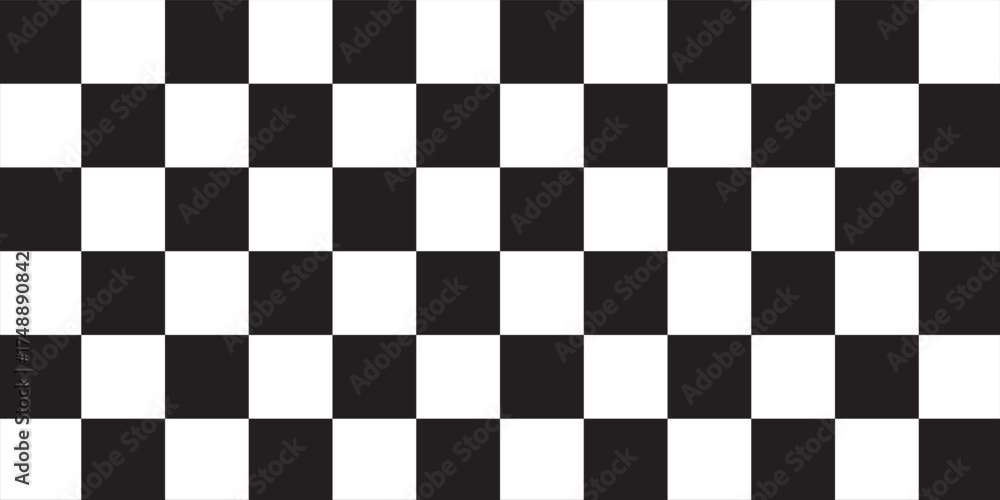 Fototapeta premium Black and white chess pattern. Checkerboard seamless vector illustration. Abstract checkered checkerboard for game. Grid geometric square shape. Race flag.