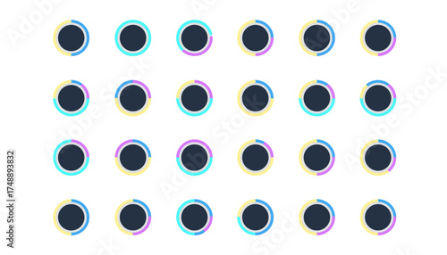 Loading circle animation sprite sheet. Vector progress bar and spinner icon collection. Download upload status indicator. UI UX design element. Web app buffer preloader symbol.